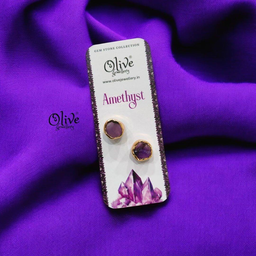 Gem Stone Studs - Collet Fitting - Round - Medium Size