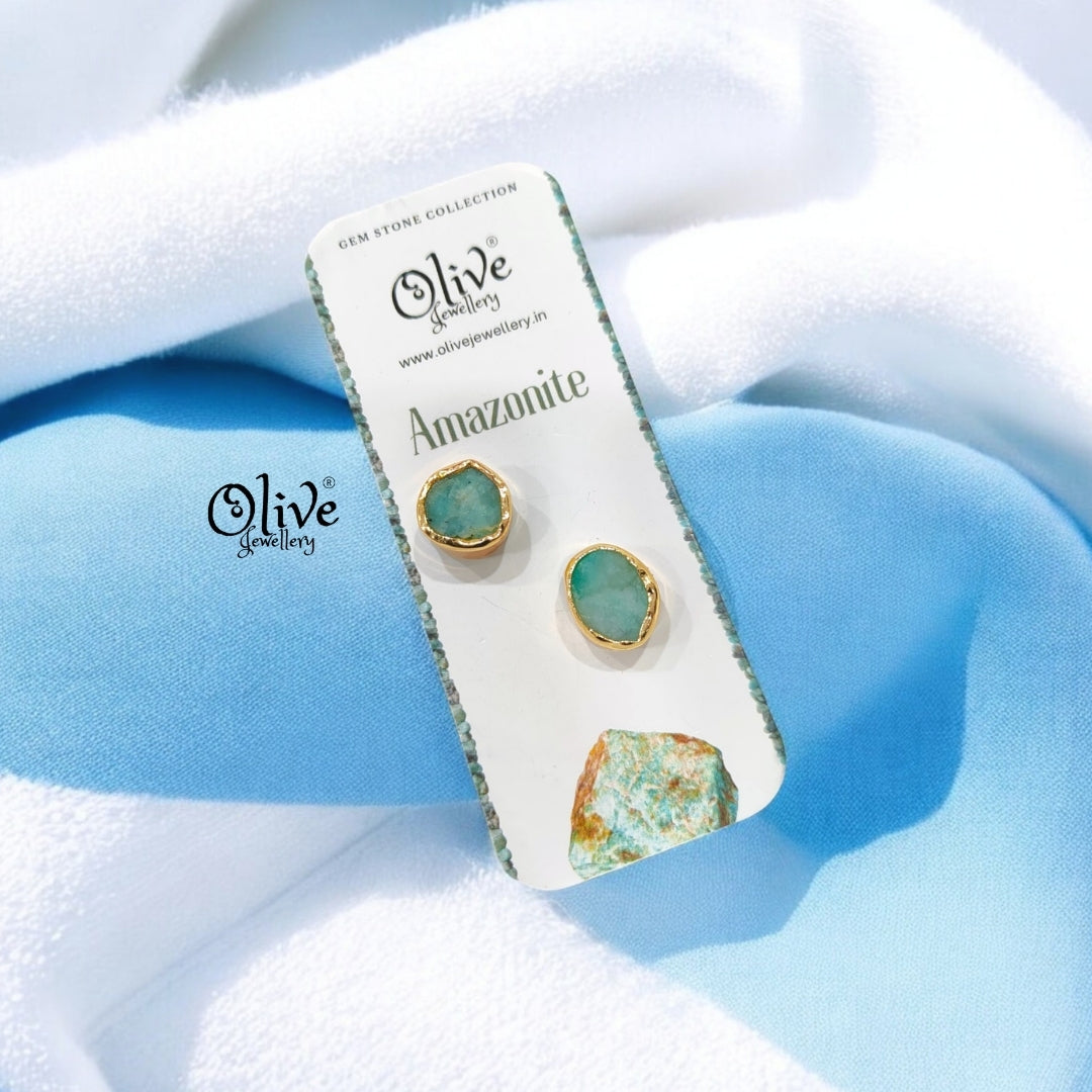 Gem Stone Studs - Collet Fitting - Round - Medium Size