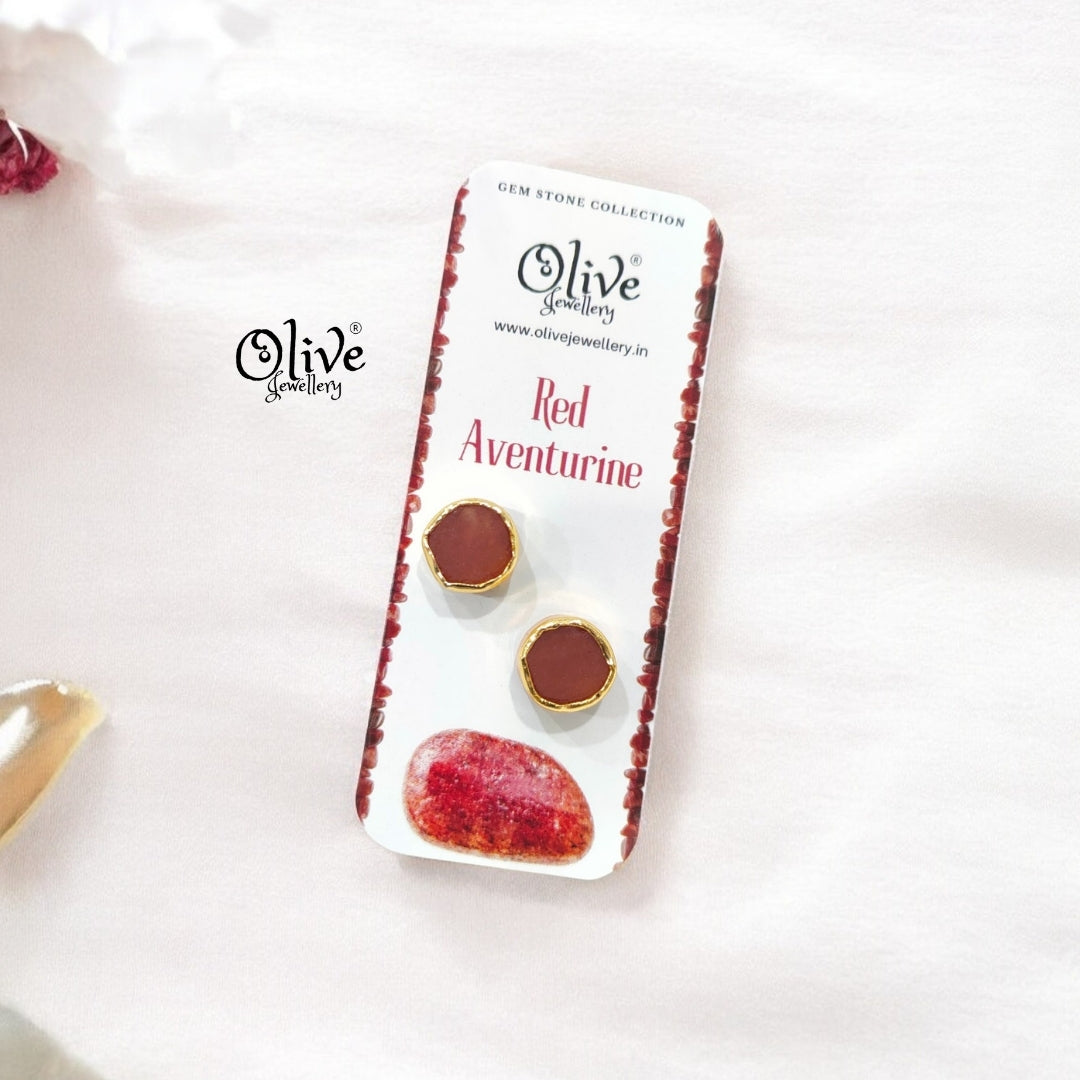 Gem Stone Studs - Collet Fitting - Round - Medium Size