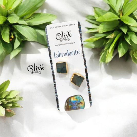 Gem Stone Studs - Collet Fitting - Square Shape