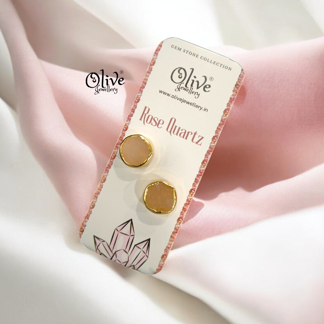 Gem Stone Studs - Collet Fitting - Round - Large Size