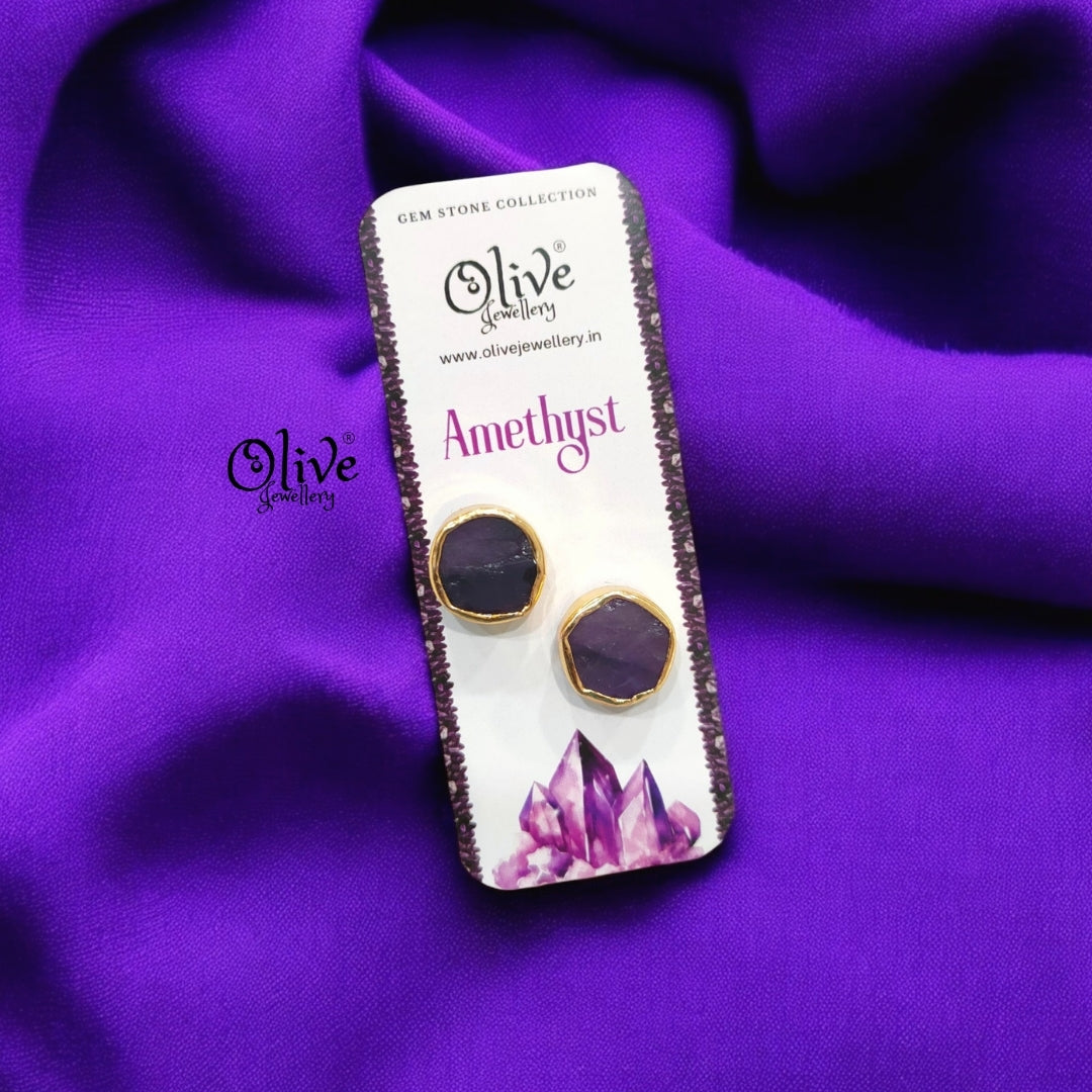 Gem Stone Studs - Collet Fitting - Round - Large Size