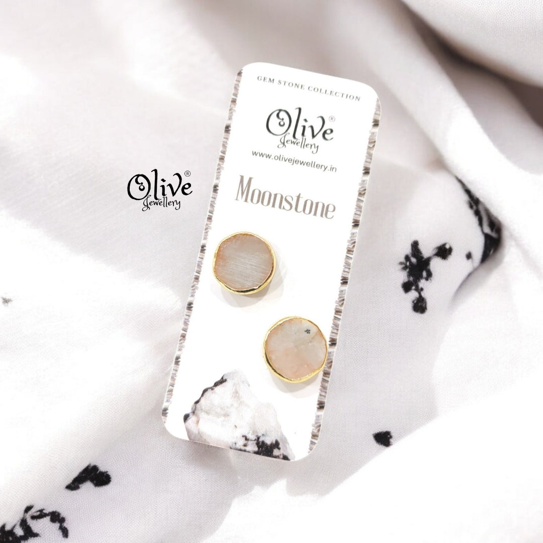 Gem Stone Studs - Collet Fitting - Round - Large Size