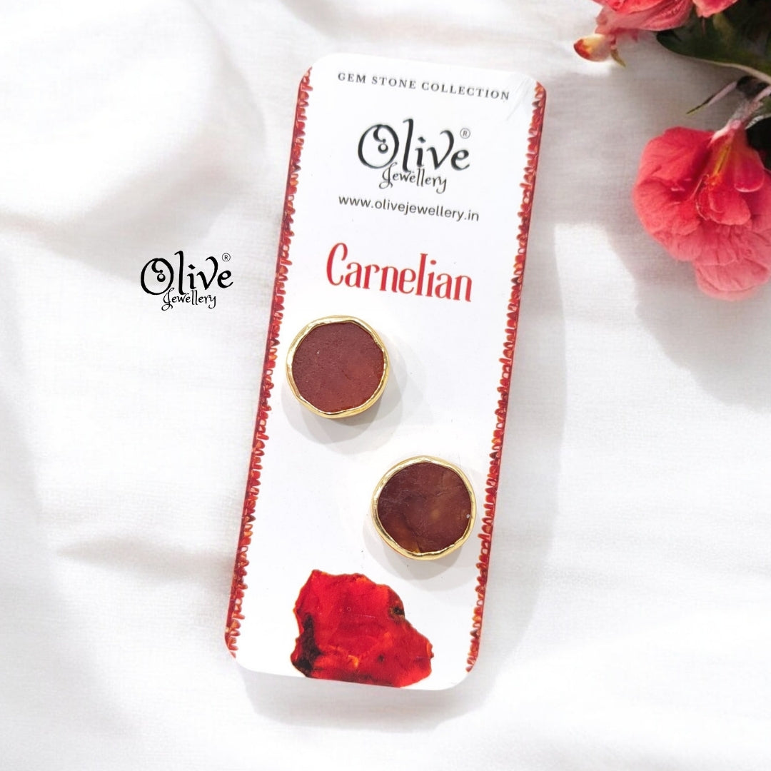 Gem Stone Studs - Collet Fitting - Round - Large Size