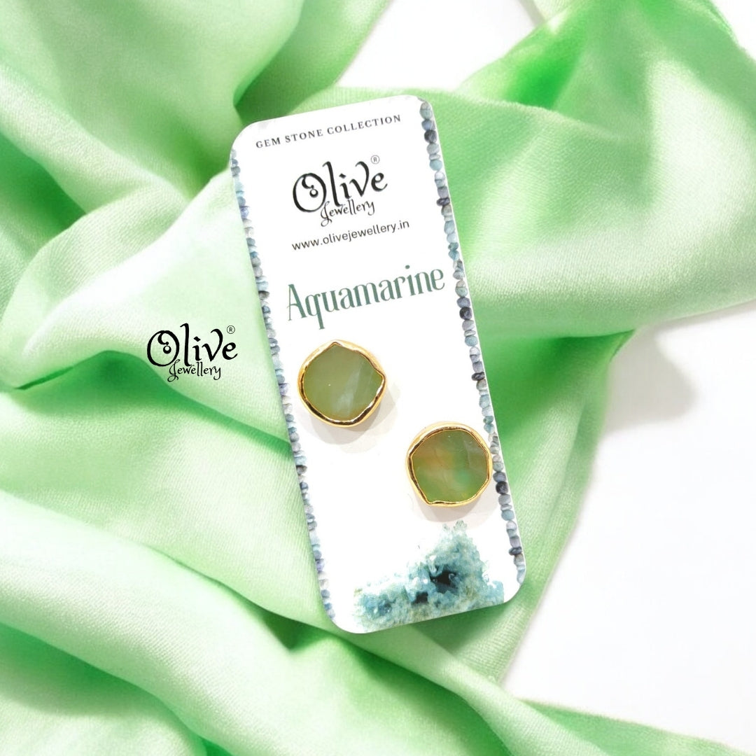 Gem Stone Studs - Collet Fitting - Round - Large Size