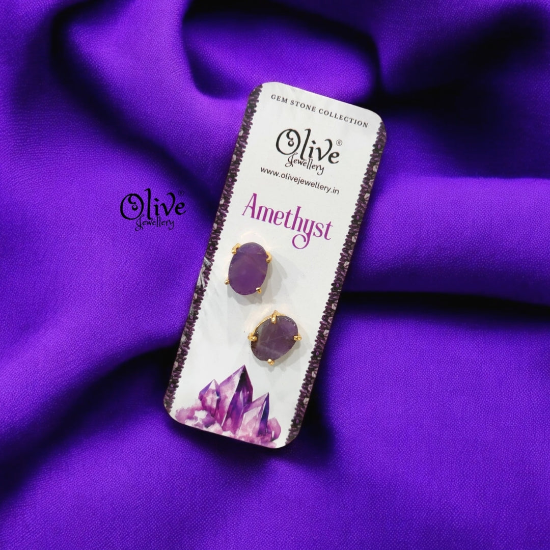 Gem Stone Studs - Claw Fitting - Oval Shape