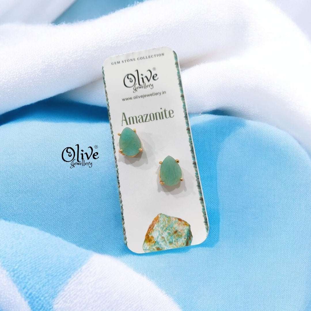 Gem Stone Studs - Claw Fitting - Drop Shape