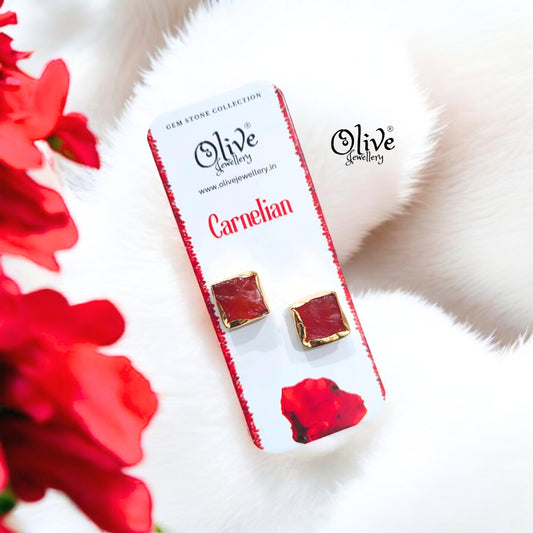 Gem Stone Studs - Collet Fitting - Square Shape