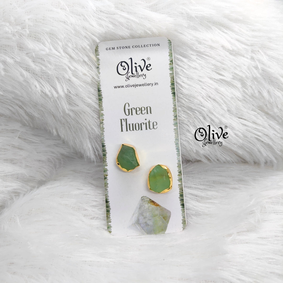 Gem Stone Studs - Collet Fitting - Rough  Shape