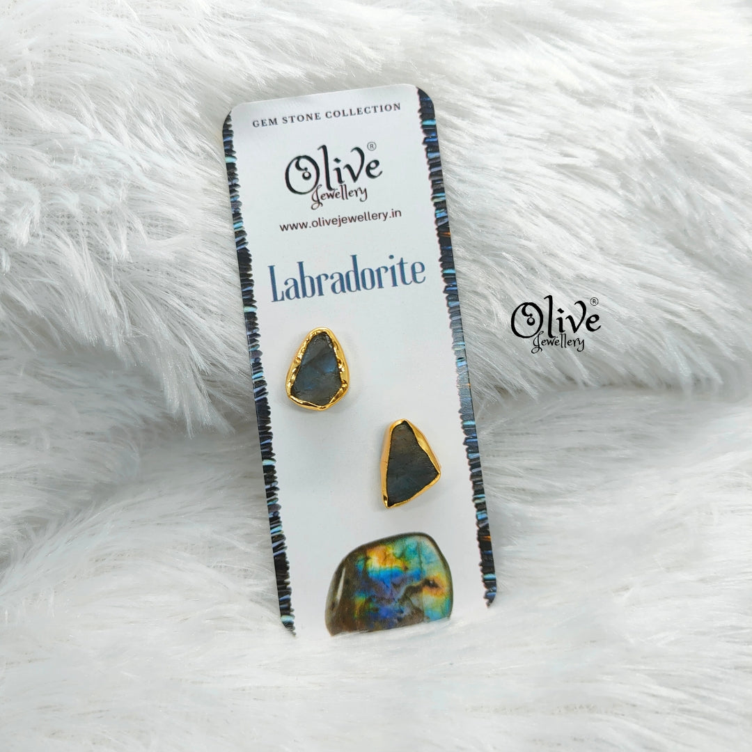 Gem Stone Studs - Collet Fitting - Rough  Shape