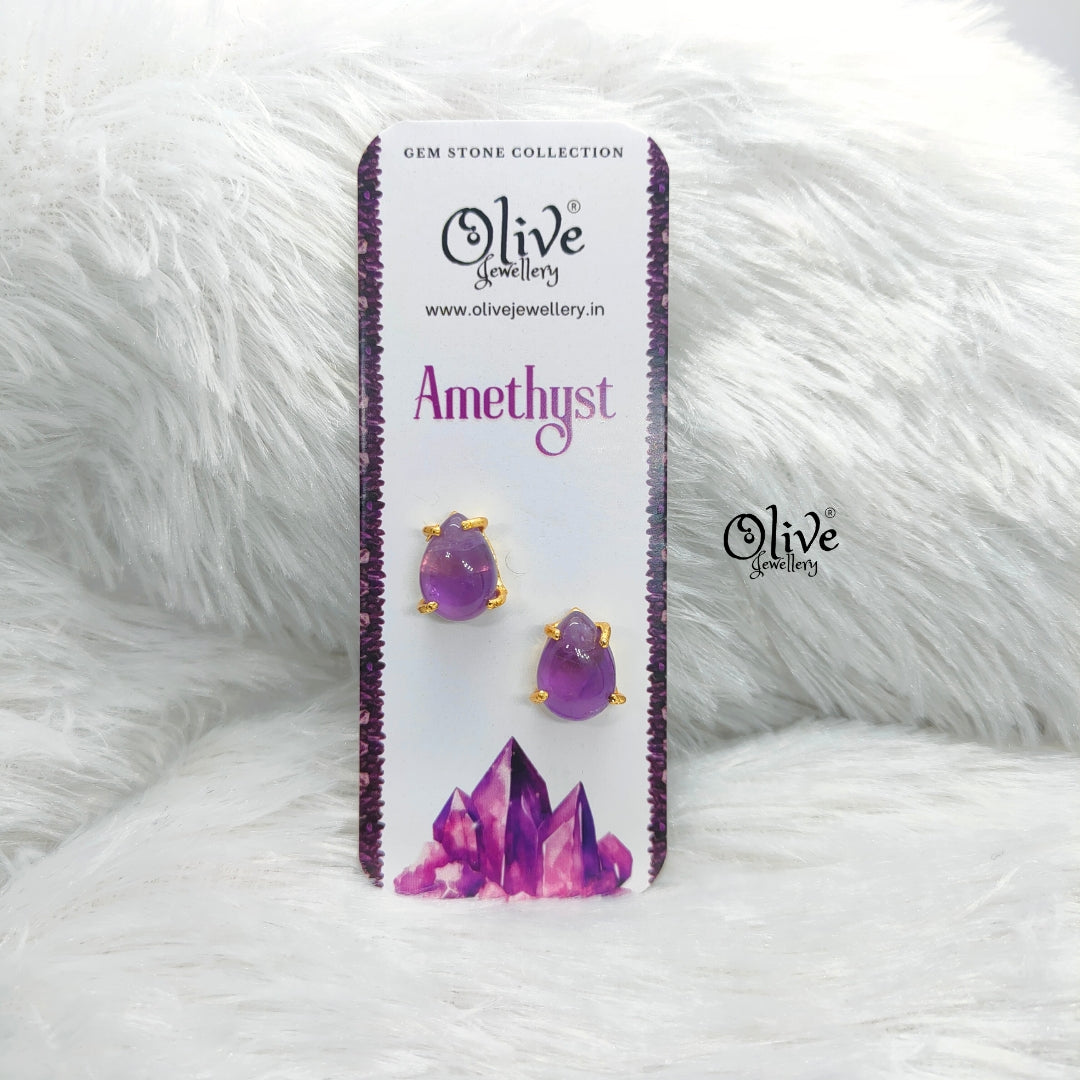 Gem Stone Studs-Claw Fitting-Full Finished-Drop Shape