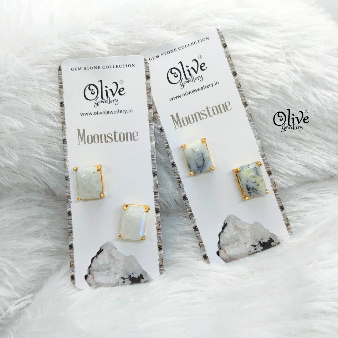 Gem Stone Studs-Claw Fitting-Full Finished-Rectangular Shape