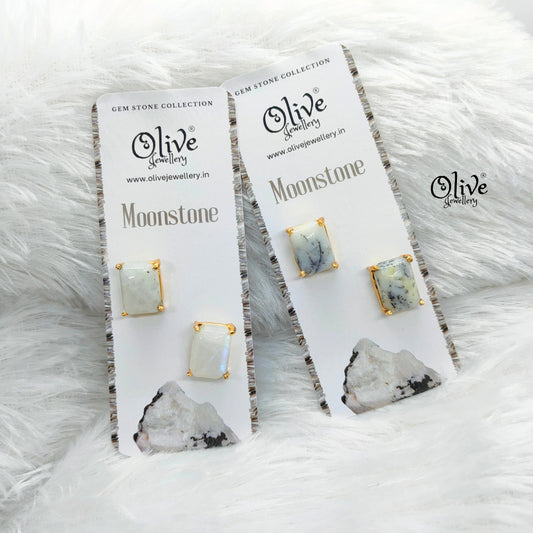 Gem Stone Studs-Claw Fitting-Full Finished-Rectangular Shape