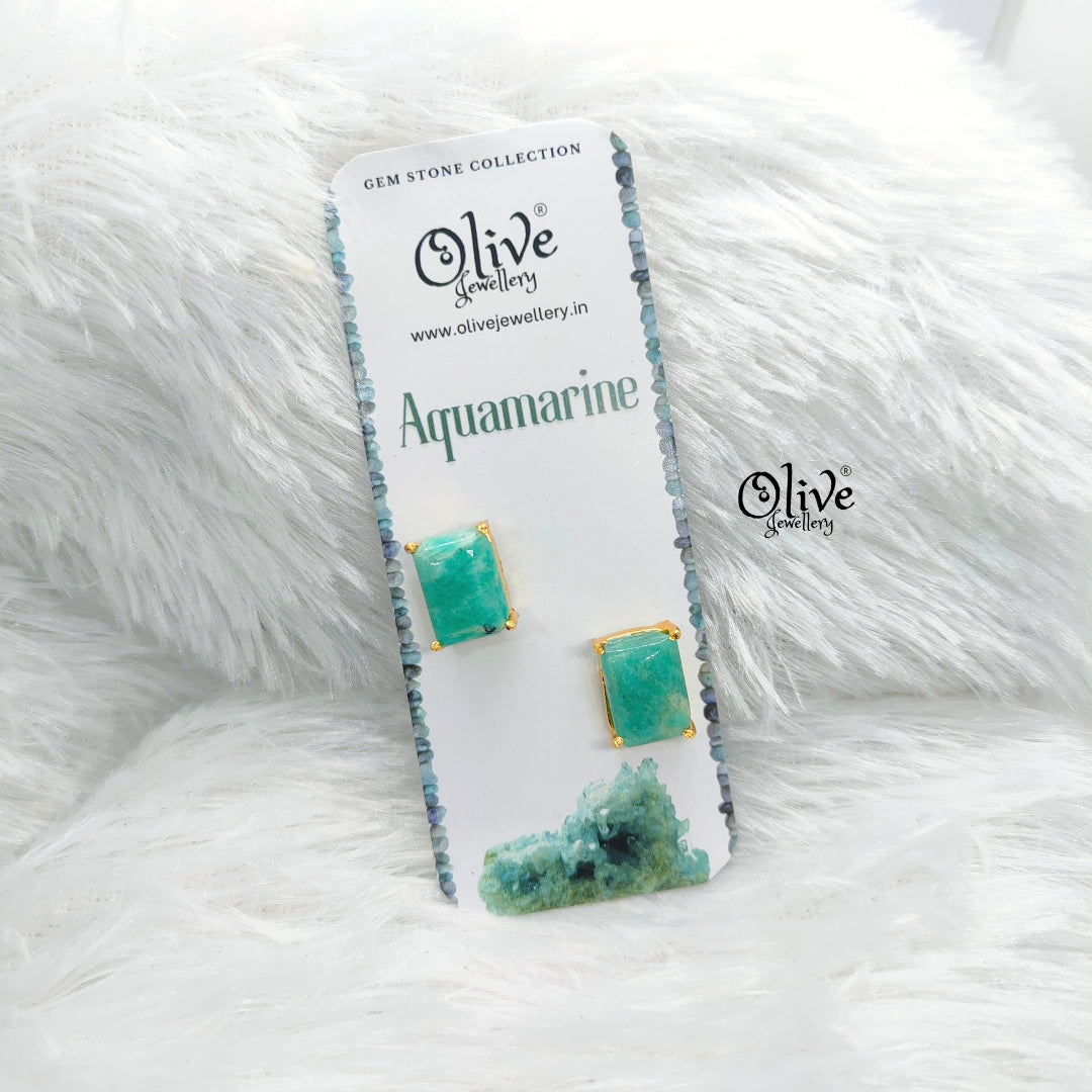 Gem Stone Studs-Claw Fitting-Full Finished-Rectangular Shape