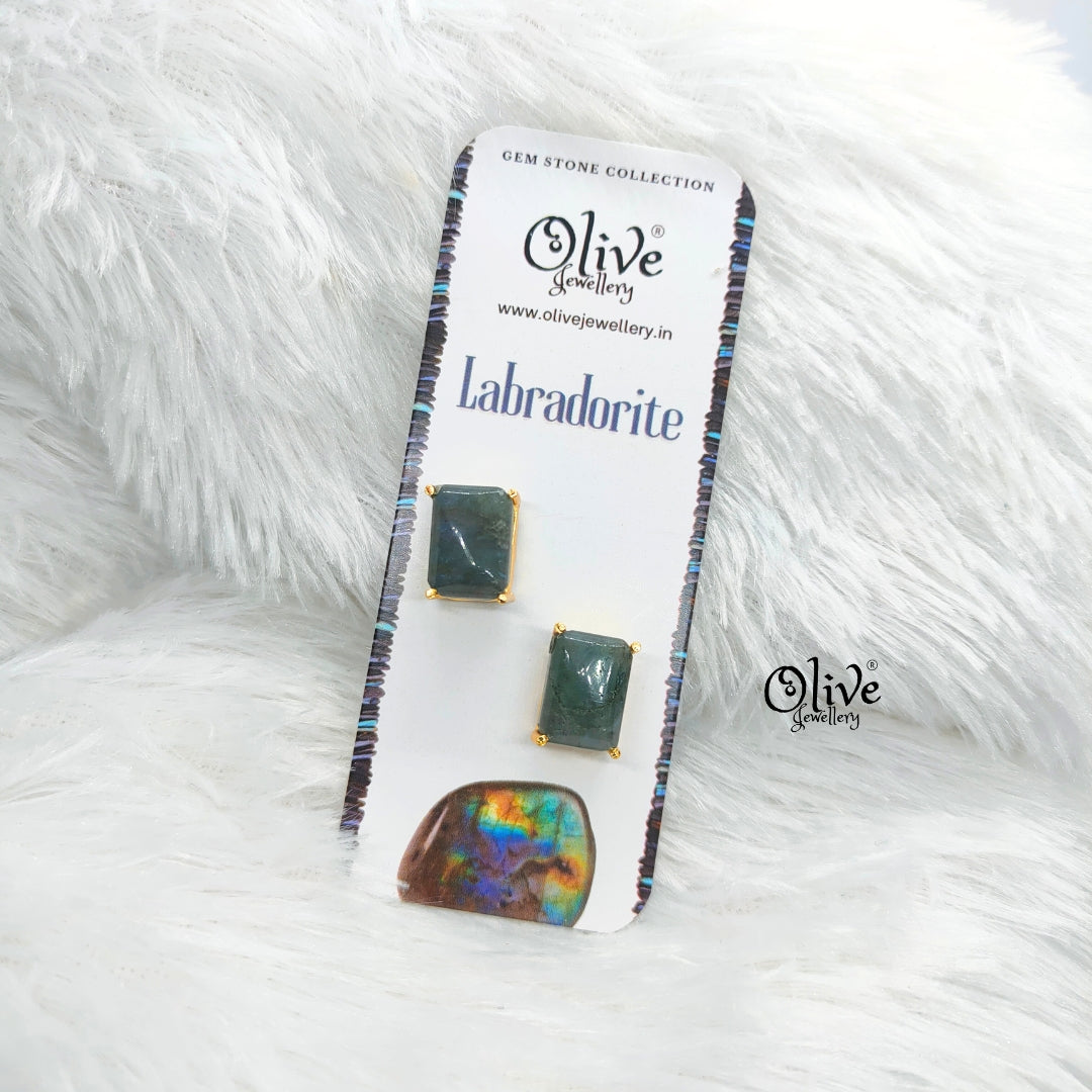 Gem Stone Studs-Claw Fitting-Full Finished-Rectangular Shape