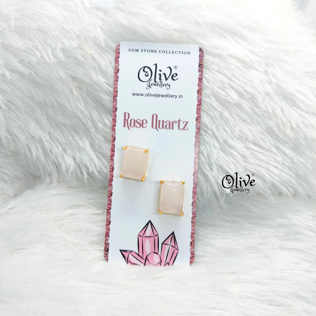 Gem Stone Studs-Claw Fitting-Full Finished-Rectangular Shape