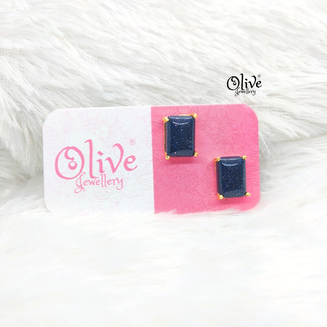 Gem Stone Studs-Claw Fitting-Full Finished-Rectangular Shape