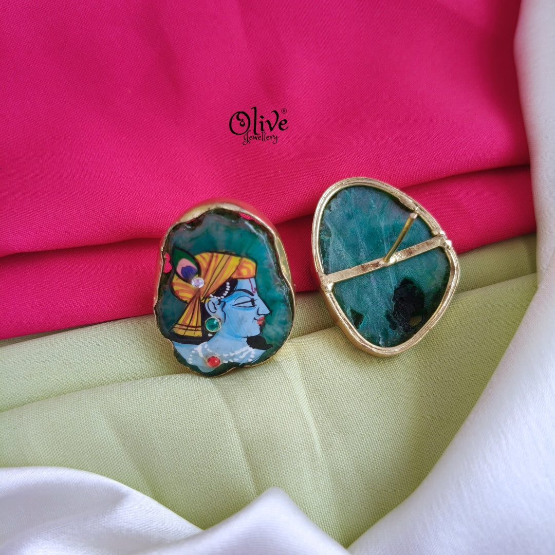 Natural Stone Studs -Tanjore Painting-229