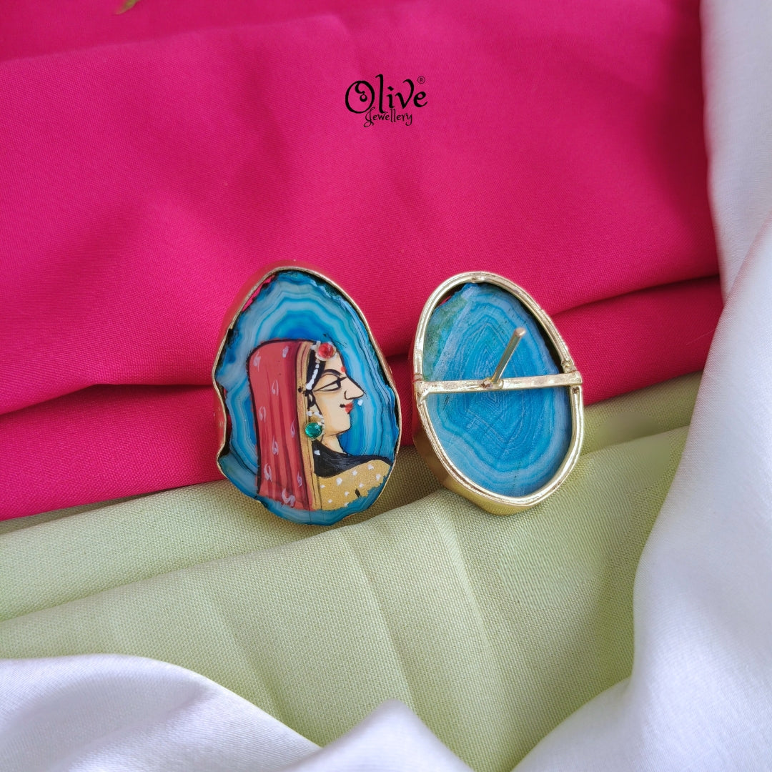 Natural Stone Studs -Tanjore Painting-234