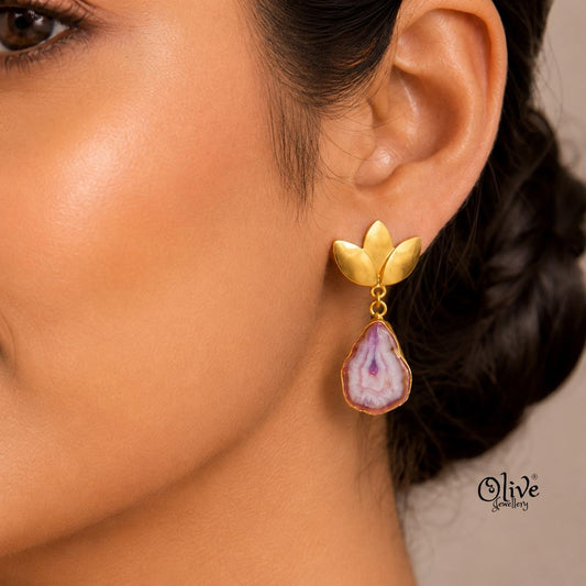 Natural Stone Earrings-293