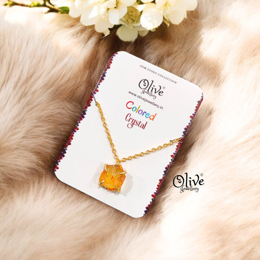 Gem Stone Collection Pendent - Colored Crystal - Claw Fitting - Rough Shape