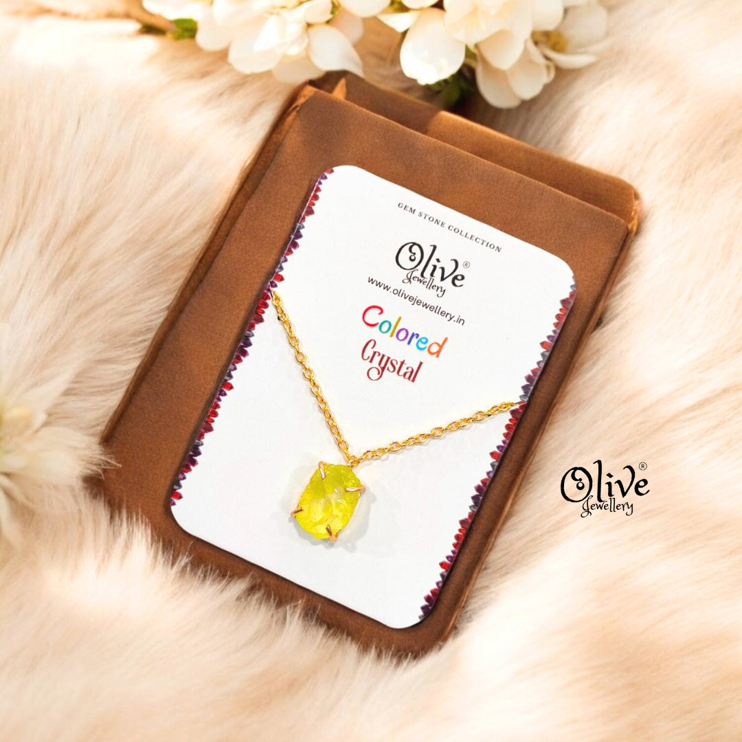 Gem Stone Collection Pendent - Colored Crystal - Claw Fitting - Rough Shape