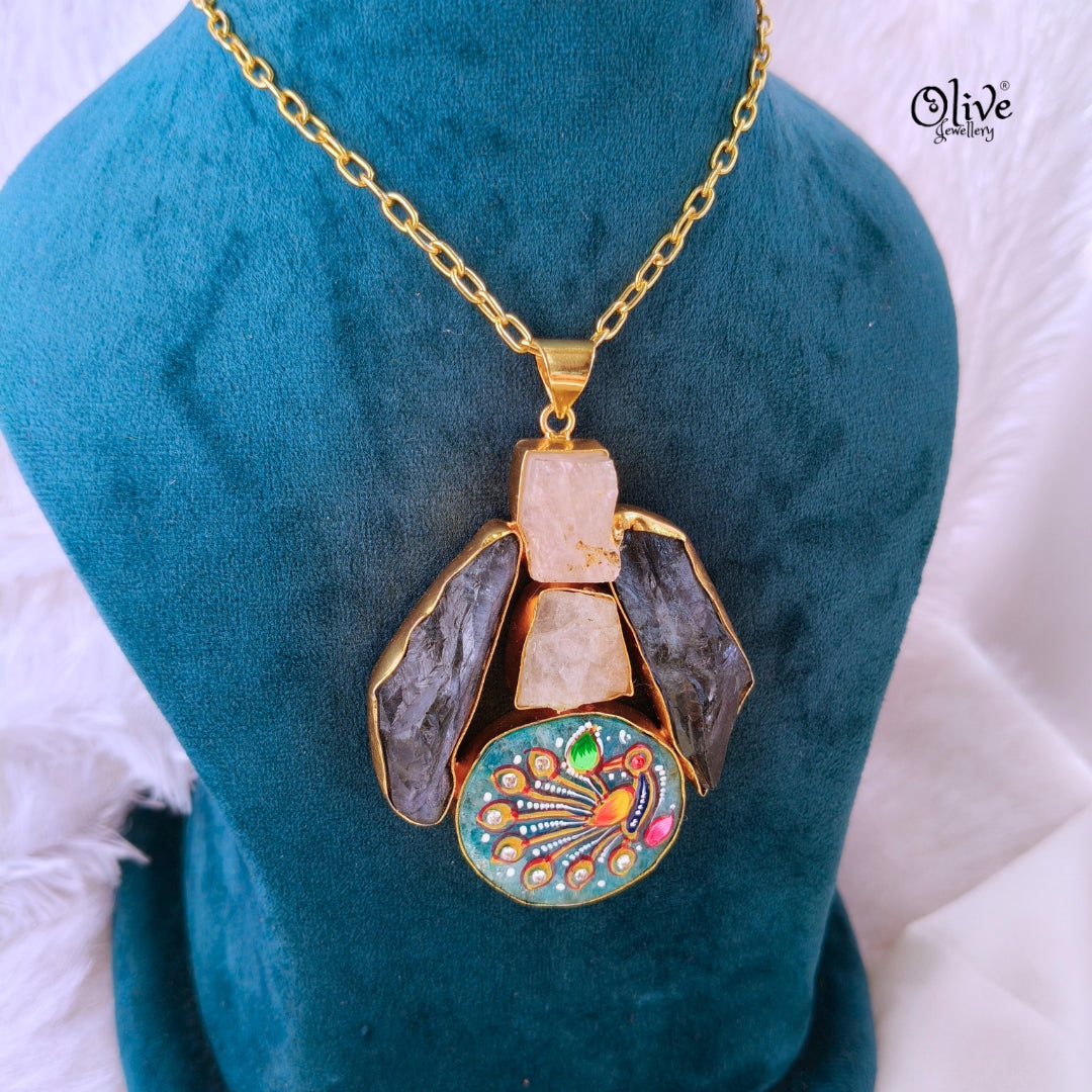 Natural Stone Tanjor Pendent