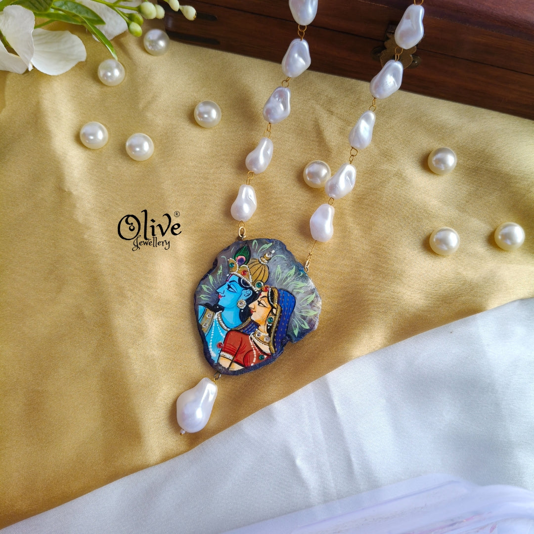 Natural Stone -Tanjor Radha Krishna Pendent