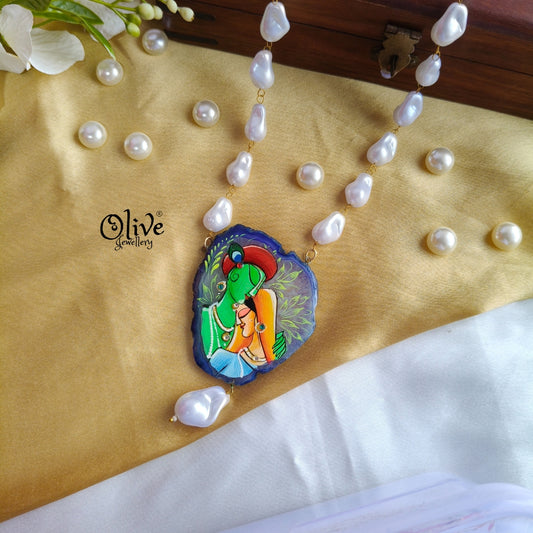Natural Stone -Tanjor  Radha Krishna Pendent