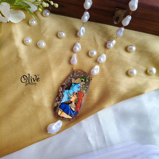 Natural Stone -Tanjor  Radha Krishna Pendent