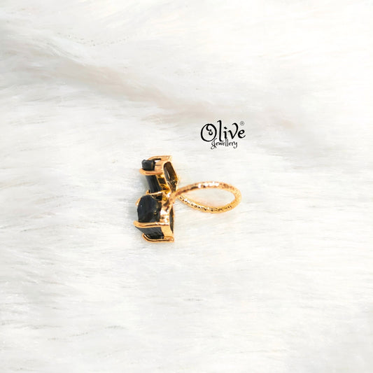 Natural Stones Finger Rings - Claw Fitting - Rough Shape - Double Stone