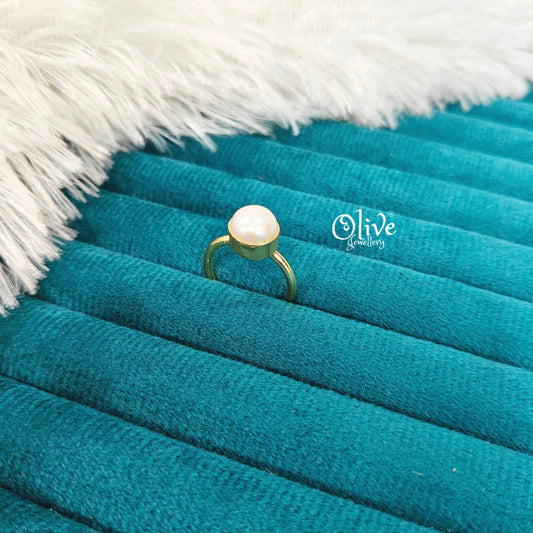 Fresh Water Pearl Finger Rings - Collet Fitting - Single Pearl