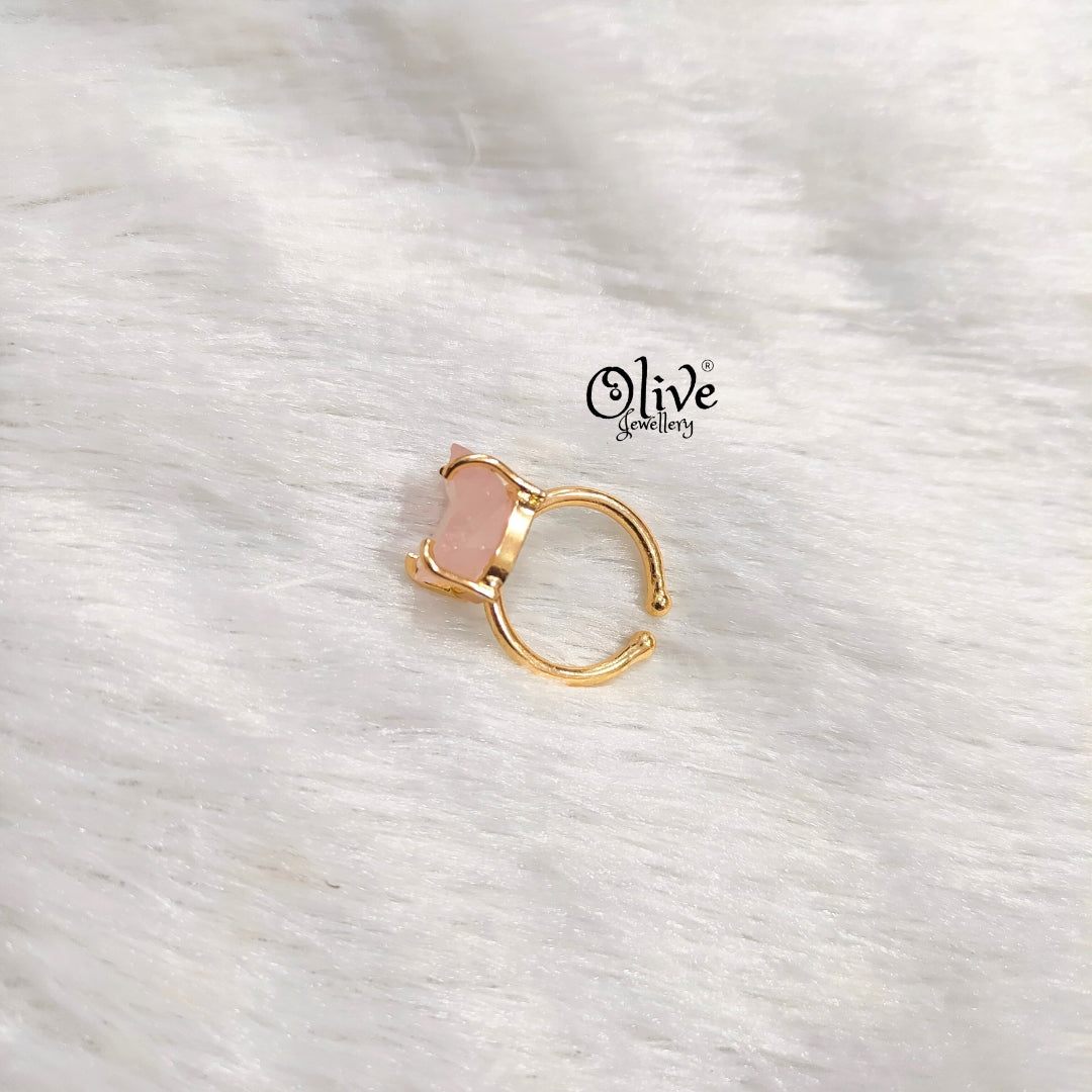 Natural Stones Finger Rings - Claw Fitting - Rough Shape - Medium