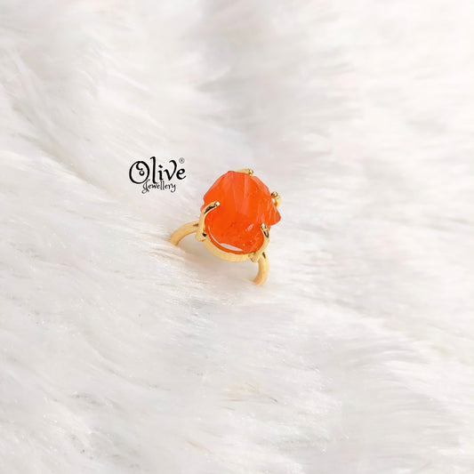 Natural Stones Finger Rings - Claw Fitting - Rough Shape - Medium