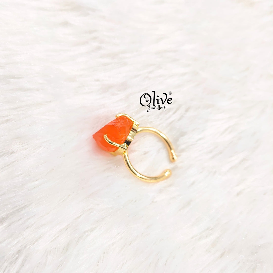 Natural Stones Finger Rings - Claw Fitting - Rough Shape - Medium