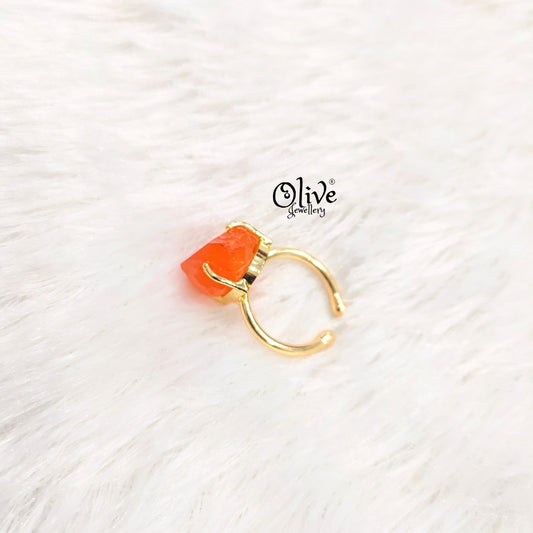 Natural Stones Finger Rings - Claw Fitting - Rough Shape - Medium