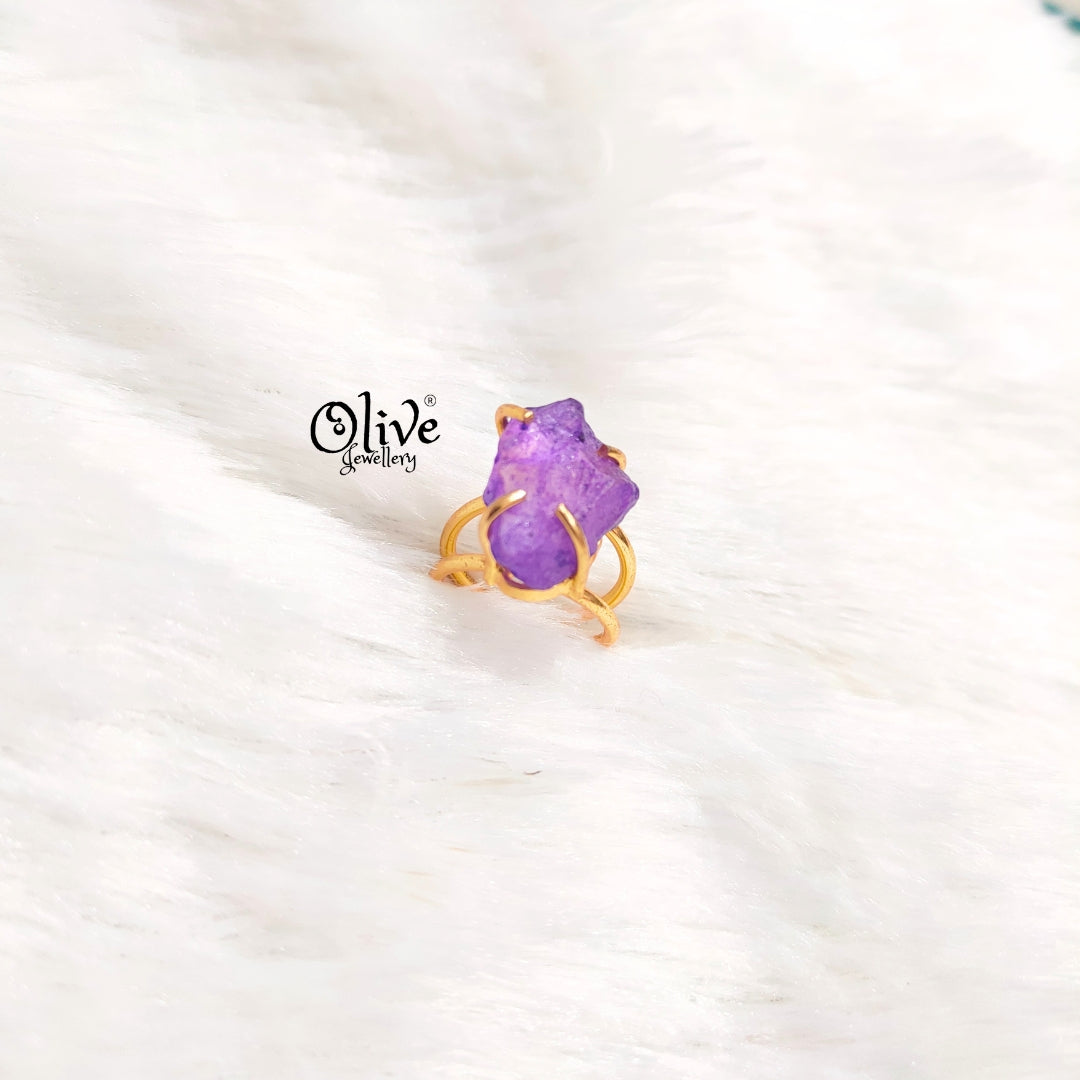 Natural Stones Finger Rings - Claw Fitting - Colored Crystal