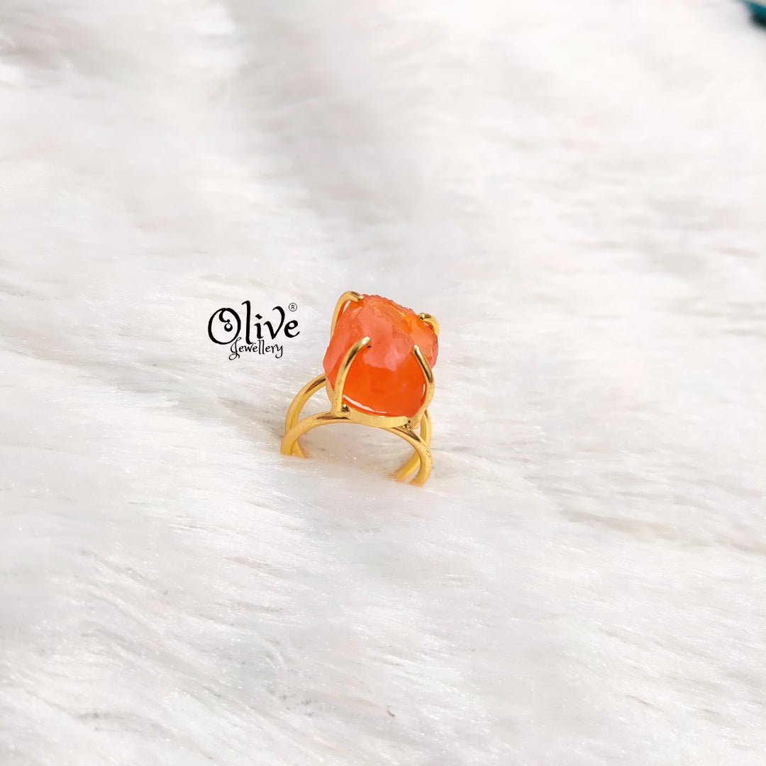 Natural Stones Finger Rings - Claw Fitting - Big Rough Shape