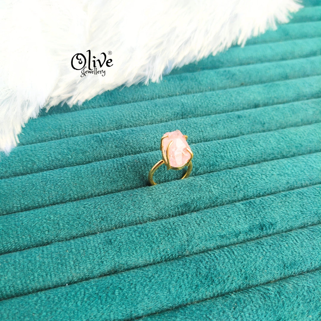 Colour Crystals Finger Rings - Claw Fitting - Rough Shape