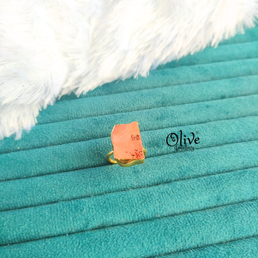 Natural Stone Finger Rings - Collet Fitting - Rough Shape