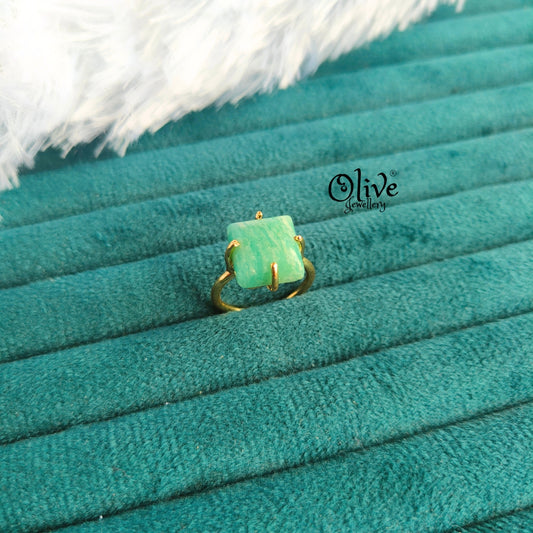 Natural Stone Finger Rings - Claw Fitting - Square Shape - Finished