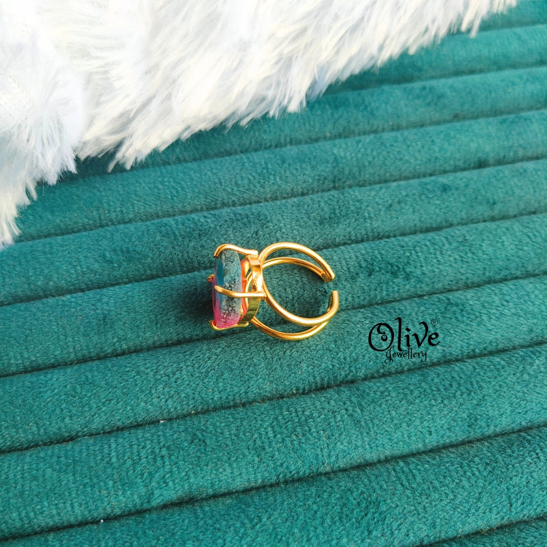 Colored Crystal Finger Ring