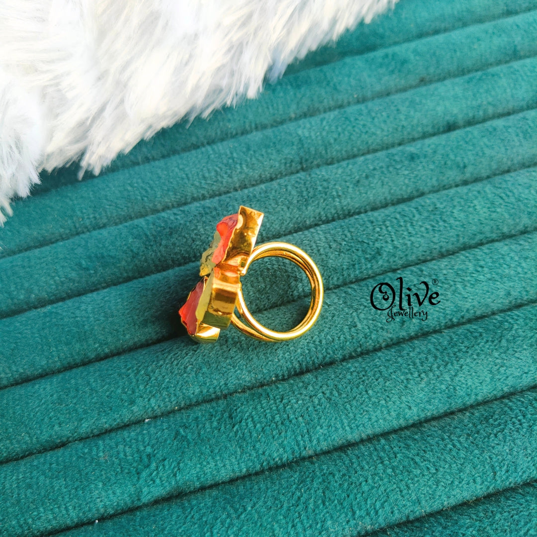 Natural Stone Finger Rings - Collet Fitting - Rough Shape - 4 Stones