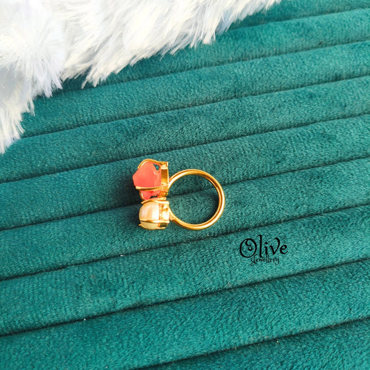 Natural Stone Finger Rings - Claw Fitting - Rough Shape - Single Stone with Pearl