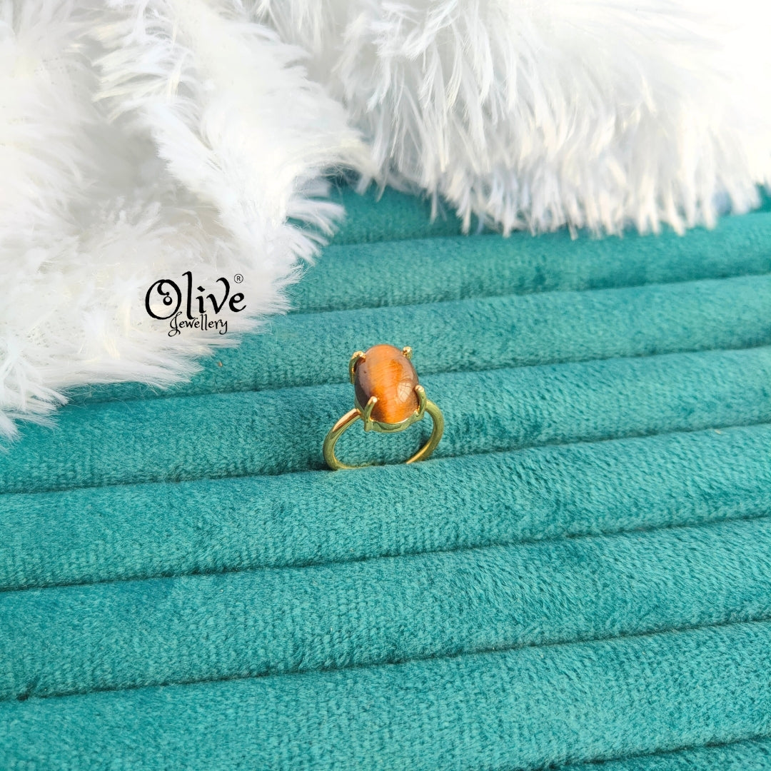 Natural Stone Finger Rings - Claw Fitting - Oval Shape - Full Finished