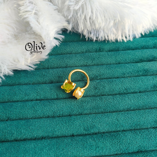 Natural Stone Finger Rings - Claw Fitting - Stone With Pearl