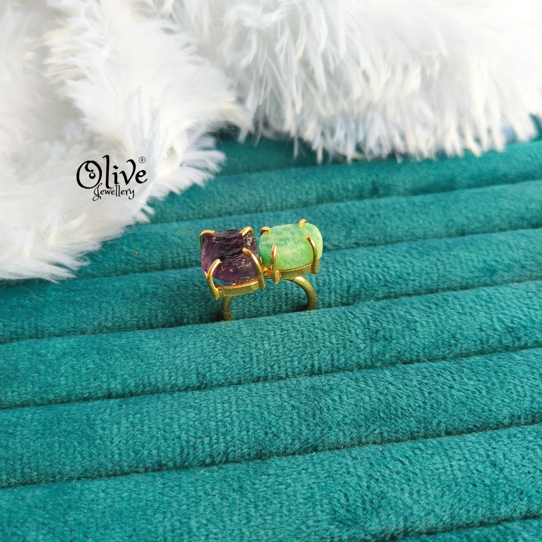 Natural Stone Finger Rings - Claw Fitting - Double Stone