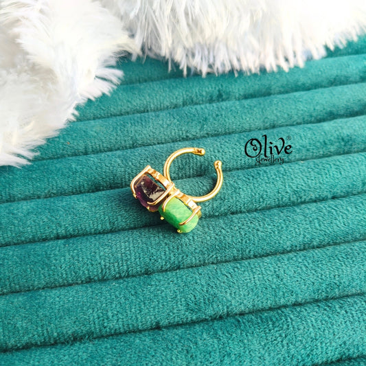Natural Stone Finger Rings - Claw Fitting - Double Stone