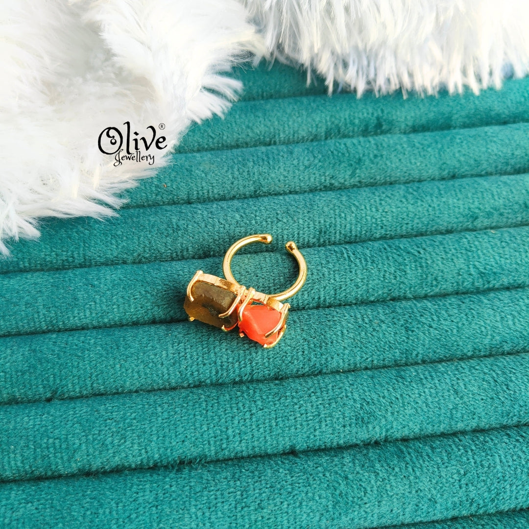 Natural Stone Finger Rings - Claw Fitting - Double Stone