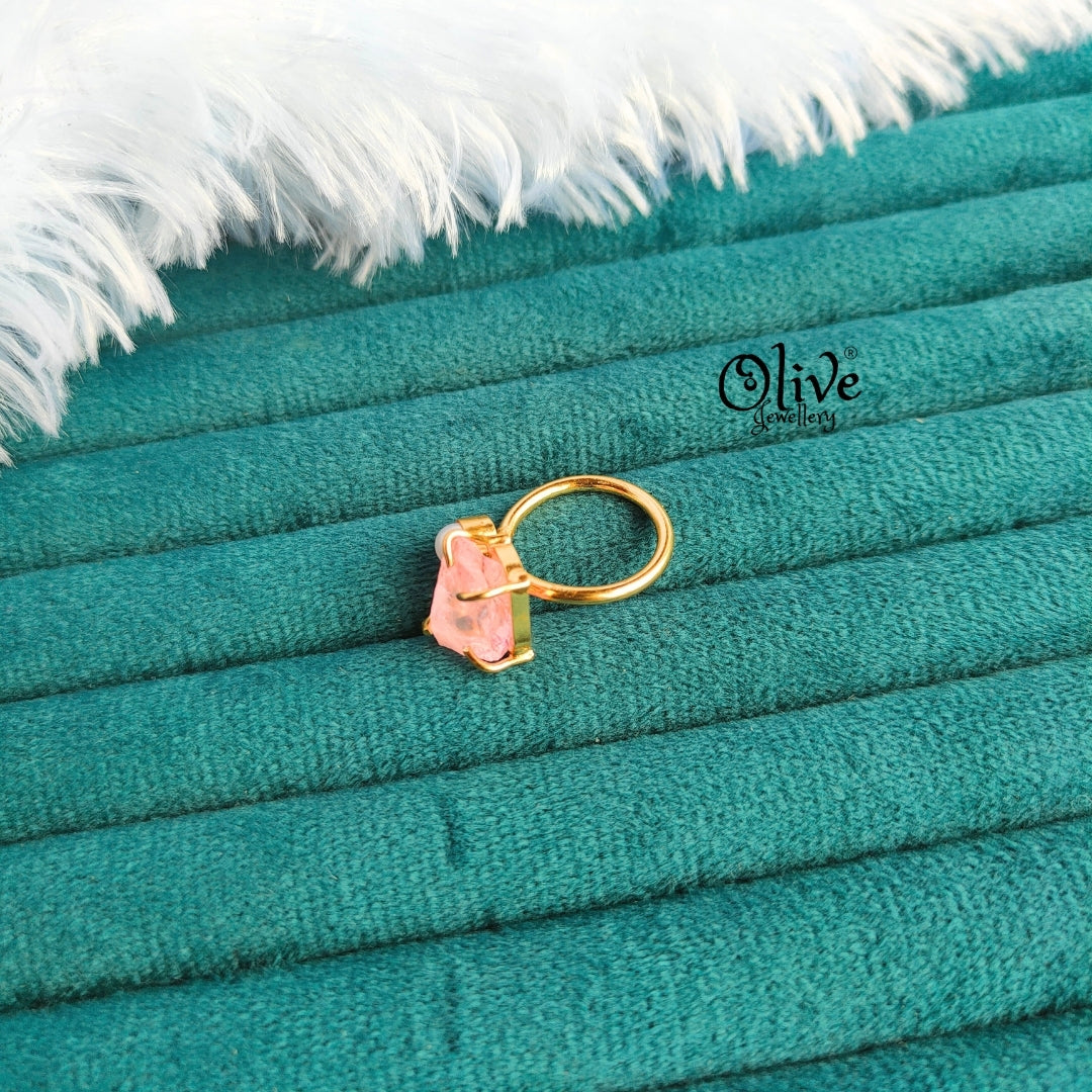 Natural Stone Finger Rings - Claw Fitting - Single Stone with Pearl